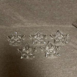 SET OF 5 VINTAGE CRYSTAL STAR SHAPED CANDLE HOLDERS